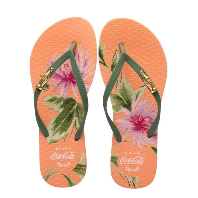 Sandália Feminina Coca-Cola Cc4399 Cherry Garden - Salmão | Netshoes