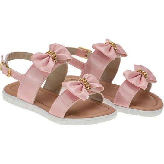 Sandália Feminina Infantil Casual 20 ao 33 com dois laços - Preto Menor preço em Sandália Feminina Infantil Casual 20 ao 33 com dois laços - Preto