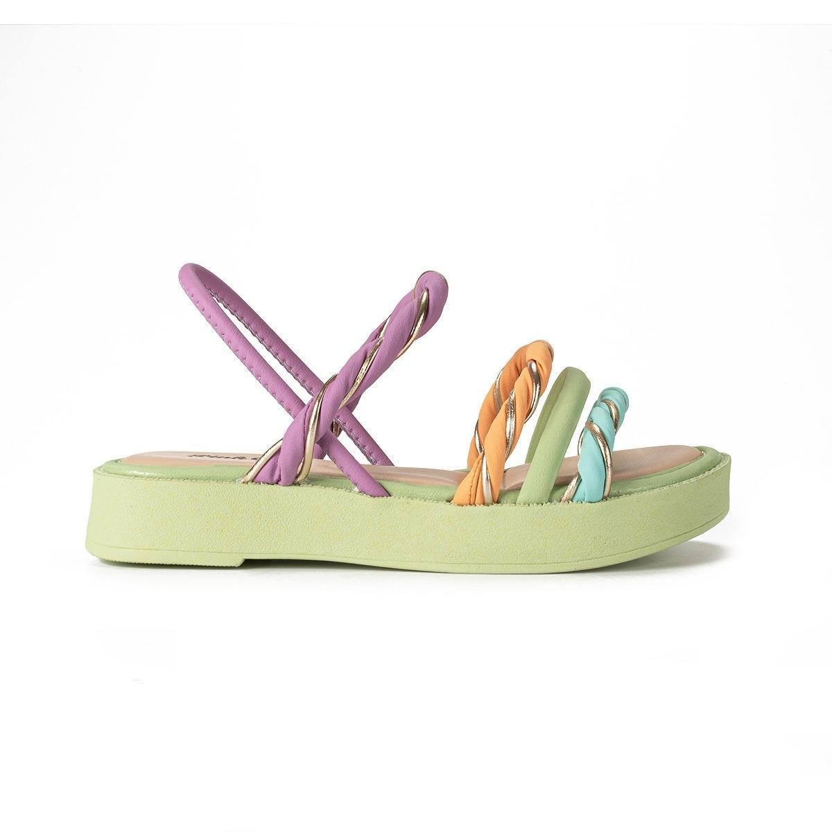 Sandália Feminina Infantil Flat Pink Cats (Dakota) V2841 Branco