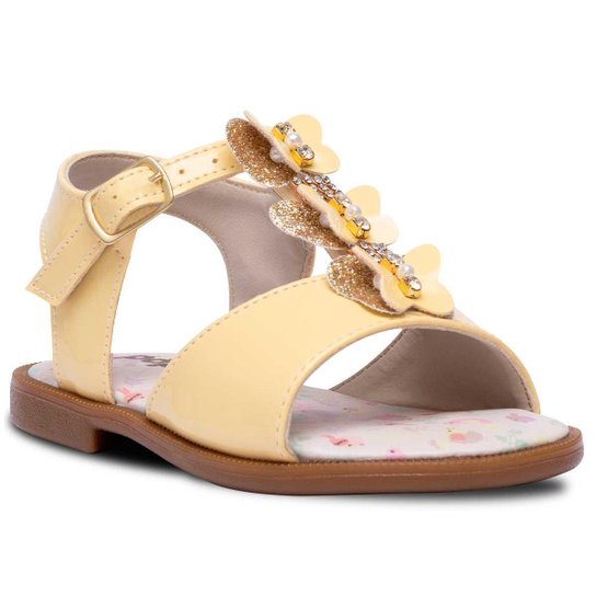Sandalia Feminina Infantil Menina Bebe Rasteirinha Borboleta 04.09 - Amarelo Menor preço em Sandalia Feminina Infantil Menina Bebe Rasteirinha Borboleta 04.09 - Amarelo