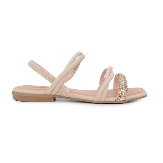 Sandália Feminina Mississipi Rasteira Pedrarias Bege - MI253 - Bege Menor preço em Sandália Feminina Mississipi Rasteira Pedrarias Bege - MI253 - Bege