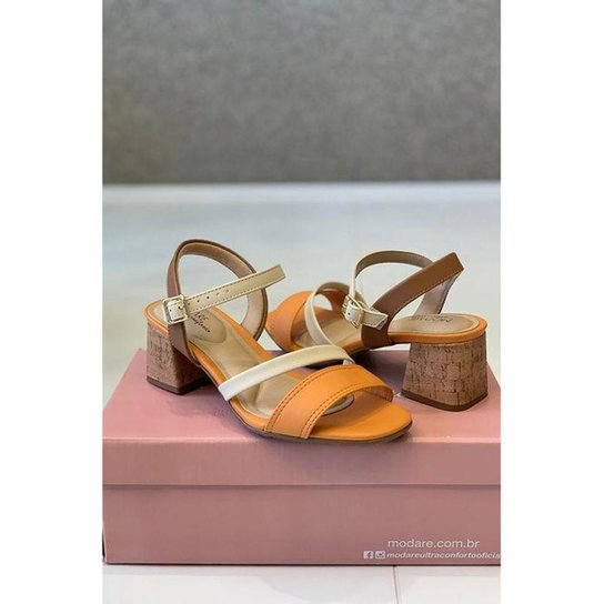 Sandália Feminina Modare Salto Grosso - 7172.101 - Laranja Menor preço em Sandália Feminina Modare Salto Grosso - 7172.101 - Laranja