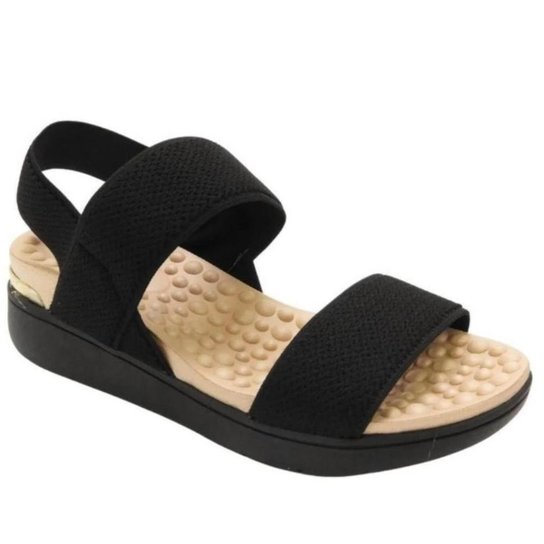 Sandália Feminina Ortopédica Massageador Fascite Macia - Preto Menor preço em Sandália Feminina Ortopédica Massageador Fascite Macia - Preto