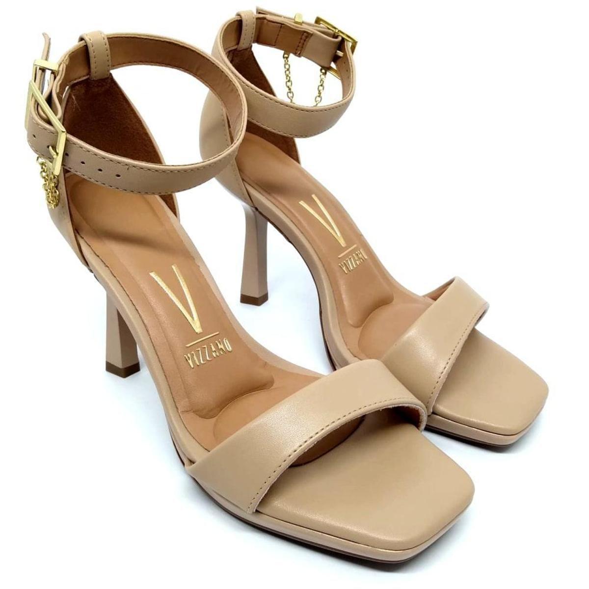 Sandália Feminina Nude Meia Pata Vizzano 6282109 Verniz