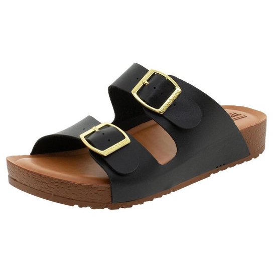 Sandália Feminina Rasteira Birken Terra & Agua - 500200 - Preto Menor preço em Sandália Feminina Rasteira Birken Terra & Agua - 500200 - Preto