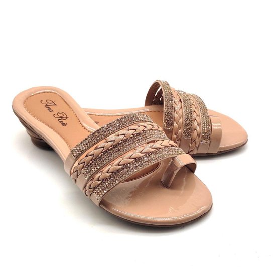 Sandália Feminina Rasteirinha Salto 2 Cm de Slide 136 - Nude Menor preço em Sandália Feminina Rasteirinha Salto 2 Cm de Slide 136 - Nude