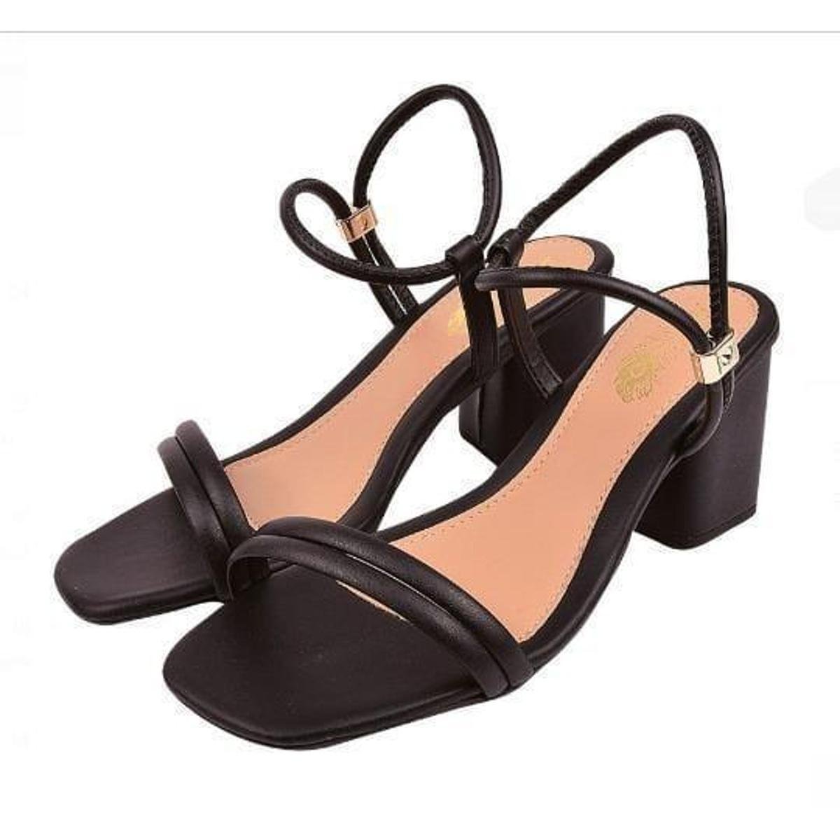 Sandalia Feminina Salto Abs Baixo Bloco Quadrado - Preto | Netshoes