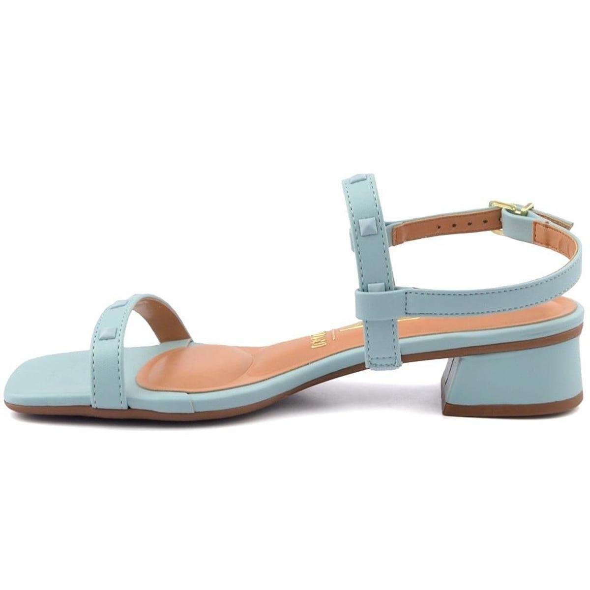 Sandália Feminina Salto Baixo com Studs Azul Claro Vizzano - Azul Claro |  Netshoes
