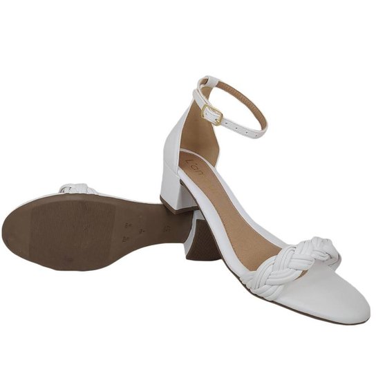 Sandália Feminina Salto Quadrado Médio Baixo Bloco Grosso Conforto Sapato - Branco Menor preço em Sandália Feminina Salto Quadrado Médio Baixo Bloco Grosso Conforto Sapato - Branco