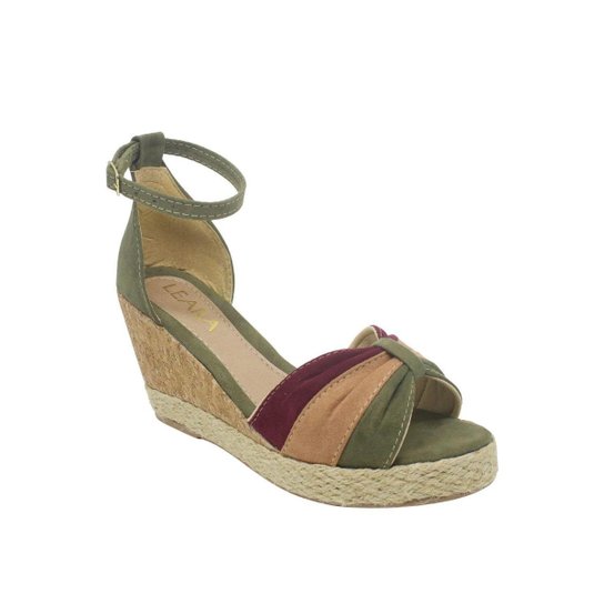 Sandália Feminino Anabela Salto Grosso Baixo Confortável - Verde Menor preço em Sandália Feminino Anabela Salto Grosso Baixo Confortável - Verde