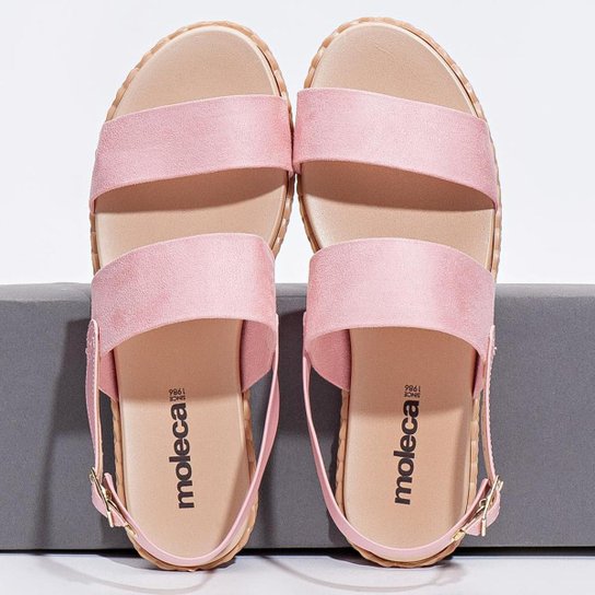 Sandália Feminino Moleca Camurça Rosa - Rosa Claro Menor preço em Sandália Feminino Moleca Camurça Rosa - Rosa Claro