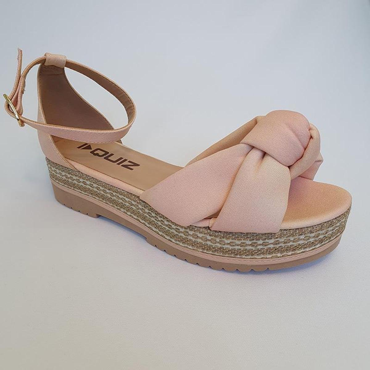 Sandália Flatform Com Tecido Tie Day Rosa e Salto Corda - Rosa | Netshoes