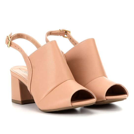 Sandália Griffe Salto Baixo Pala Feminina - Bege Menor preço em Sandália Griffe Salto Baixo Pala Feminina - Bege