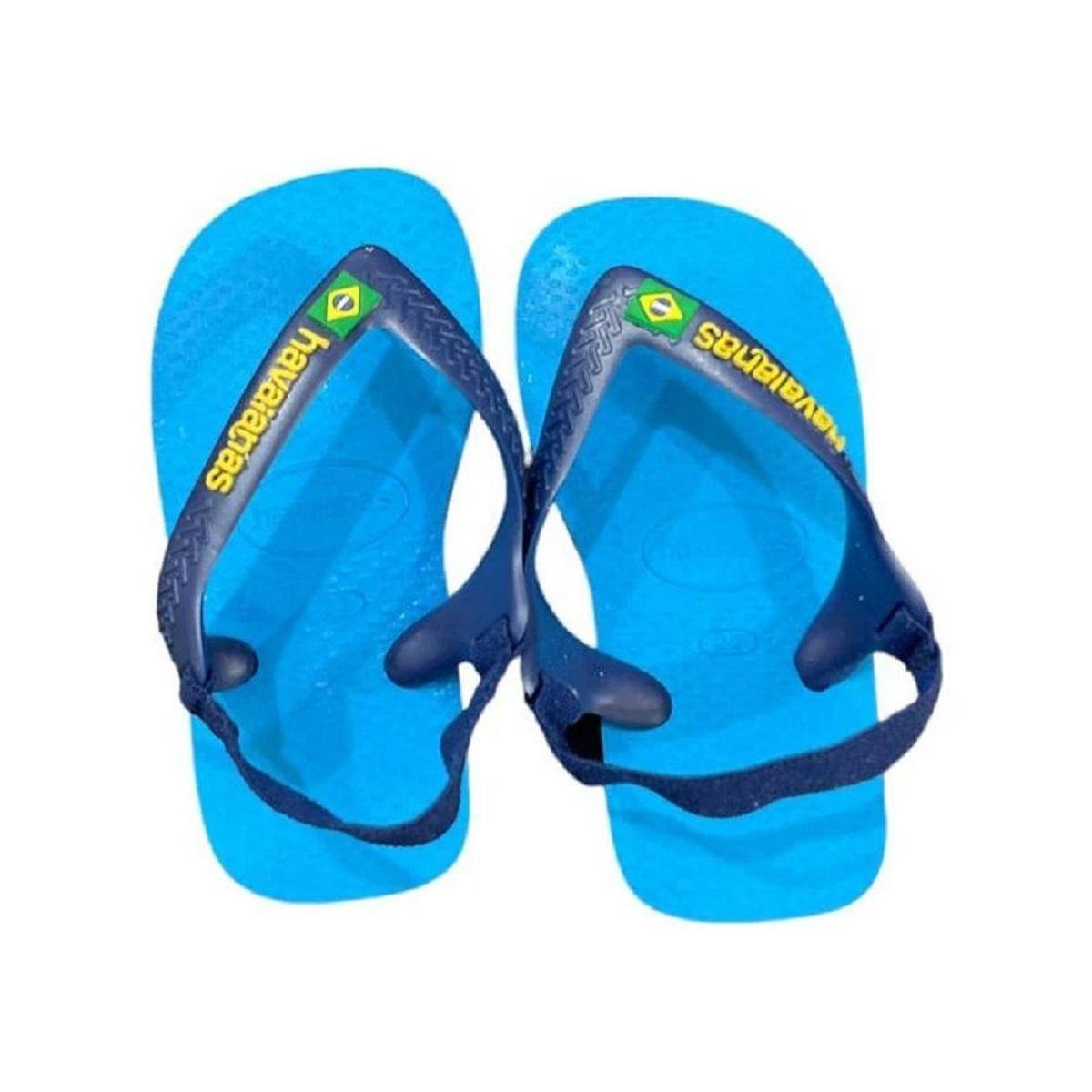 Sandália Havaianas Baby Brasil Logo - Turquesa/Marinho Menor preço em Sandália Havaianas Baby Brasil Logo - Turquesa/Marinho