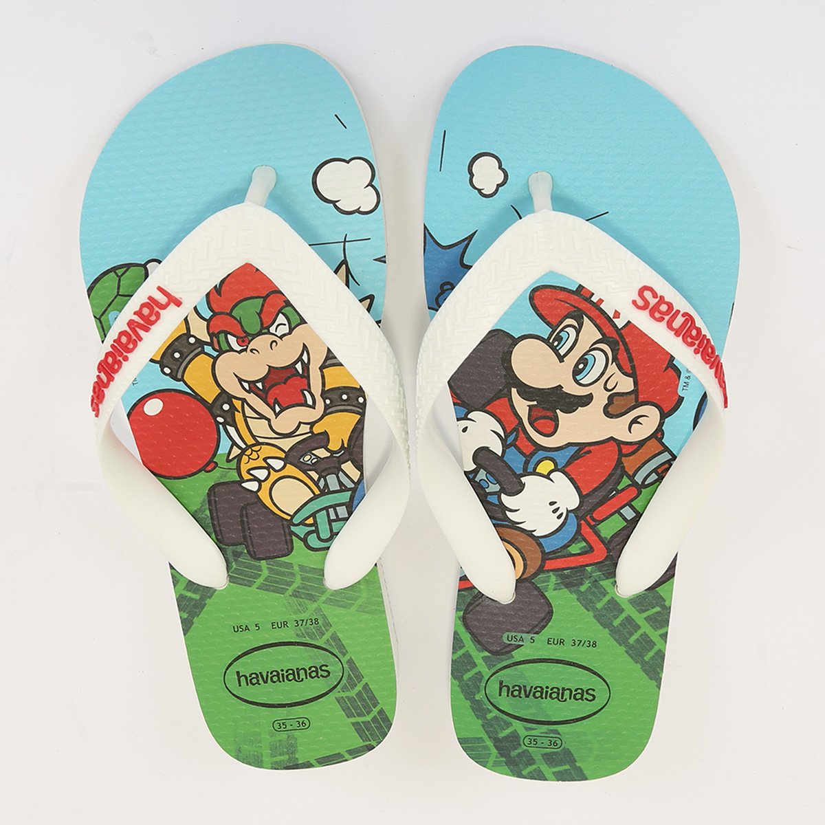 Sandália Havaianas Mario Bros Cf Branco+Azul Netshoes