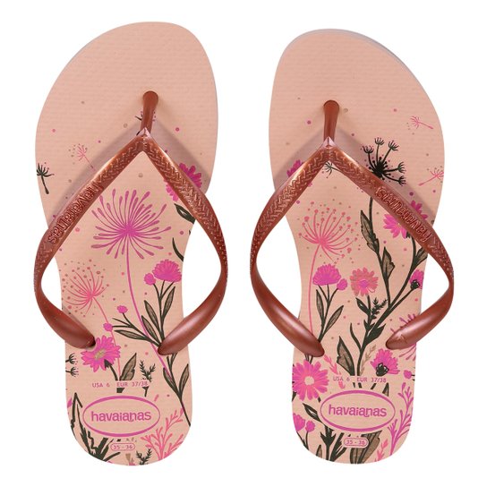 Sandália Havaianas Slim Organic Feminina - Rosa+Bege Menor preço em Sandália Havaianas Slim Organic Feminina - Rosa+Bege