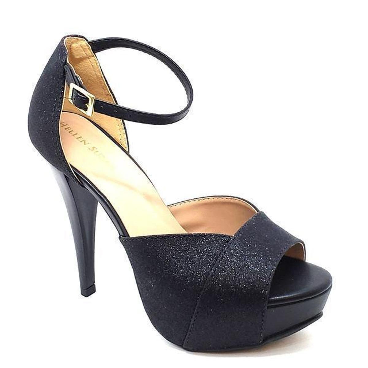 sandalia meia pata salto fino preta