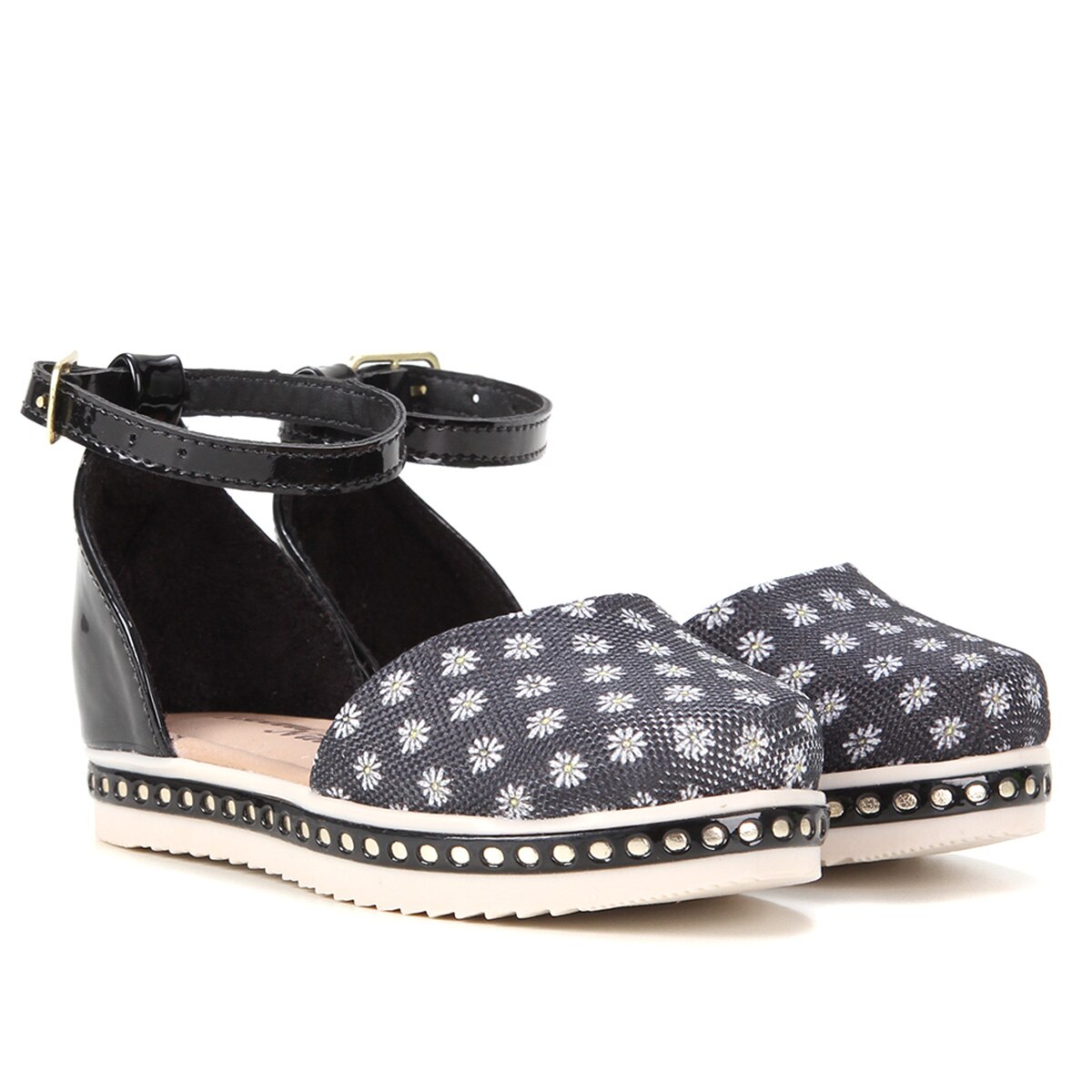 Sandália Infantil Bella Ninna Corações Feminina - Preto | Netshoes