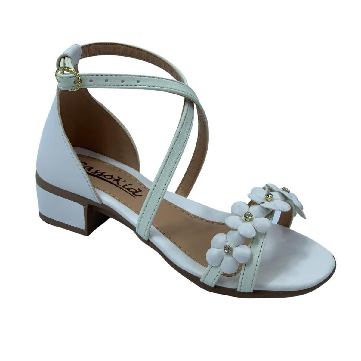 Sandália Infantil Feminina Branca Flores Passokid - Branco | Netshoes