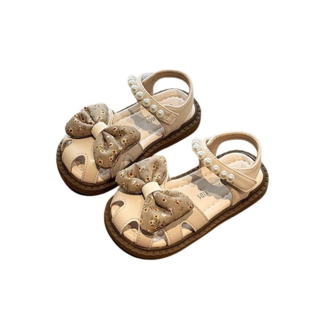 Sandália Infantil Feminina Olivia Com Laço Floral E Pérolas Delicada