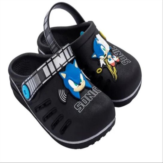 Sandália Infantil Grendene Kids Babuche Sonic Masculina - Preto+Prata Menor preço em Sandália Infantil Grendene Kids Babuche Sonic Masculina - Preto+Prata