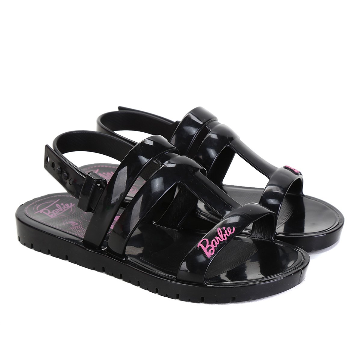 Sandália Infantil Grendene Kids Barbie Iate Preto+Rosa Netshoes