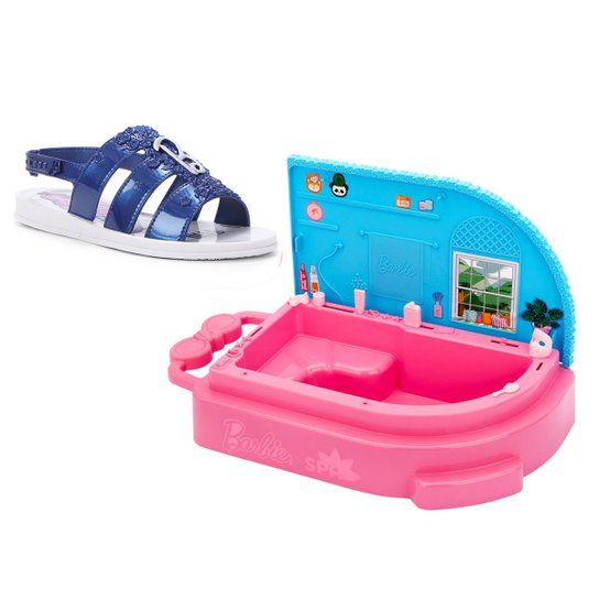 Sandália Infantil Grendene Kids Barbie Spa Feminina - Branco+Azul Menor preço em Sandália Infantil Grendene Kids Barbie Spa Feminina - Branco+Azul