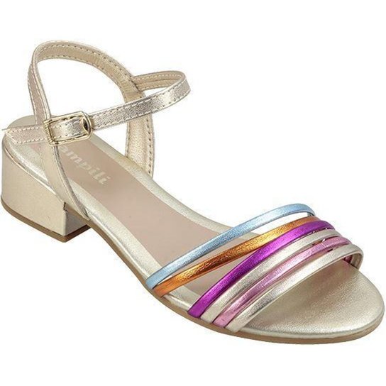 SANDALIA INFANTIL PAMPILI FANCY DE SALTINHO - 526033 - Champagne Menor preço em SANDALIA INFANTIL PAMPILI FANCY DE SALTINHO - 526033 - Champagne