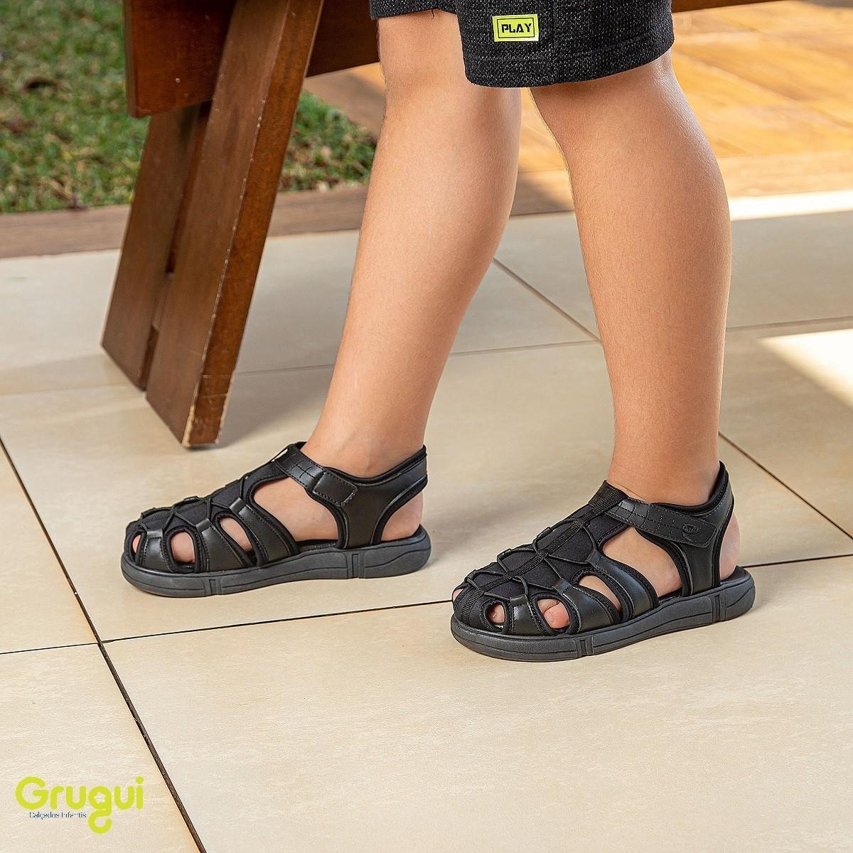 Sandália Infantil Papete Masculina Grugui Gladiador Neoprene