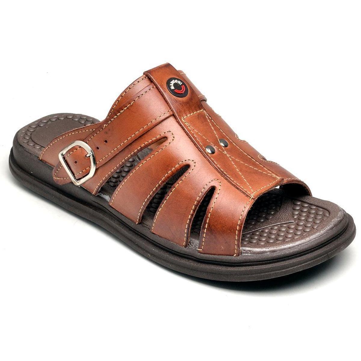 Sandália Masculina Aberta em Couro de Carneiro Havana JA Shoes | JASHOES