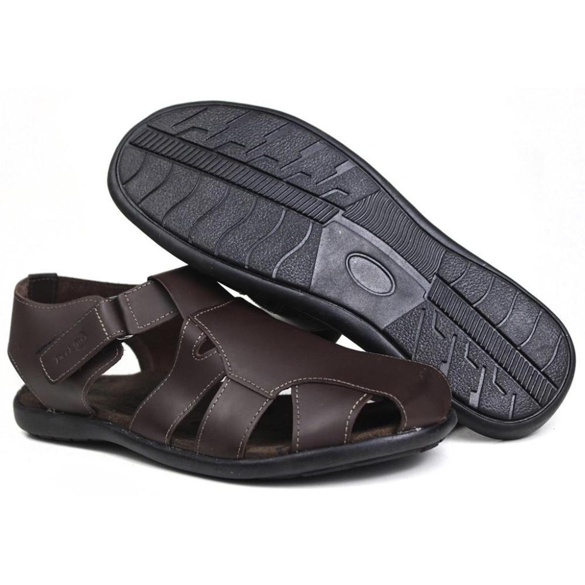 Sandália Masculina Fechada em Couro Confortável e Ortopédico - Menor preço em Sandália Masculina Fechada em Couro Confortável e Ortopédico -