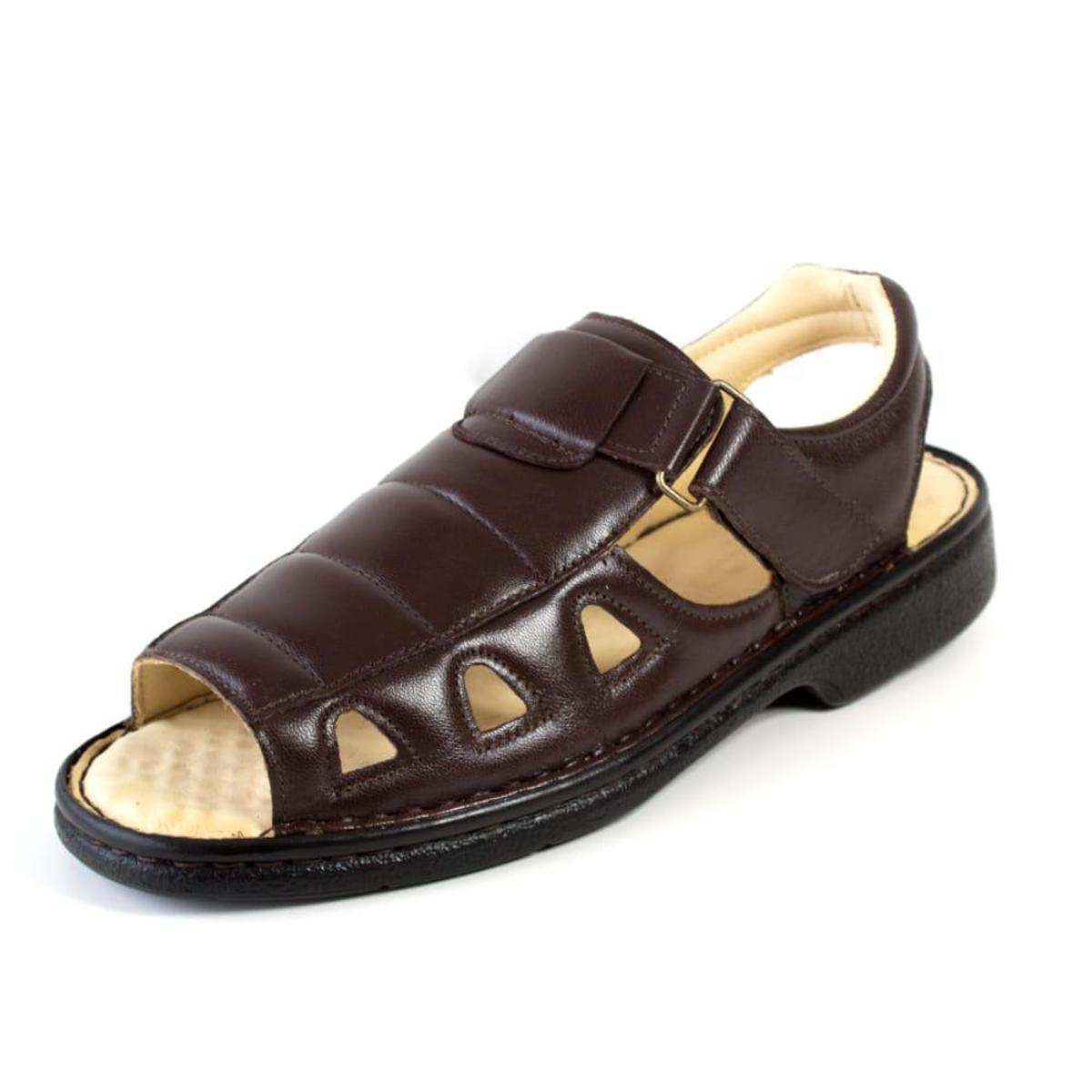 Sandália Masculina Ortopédica Antistress Couro Aberta - Preto | Netshoes
