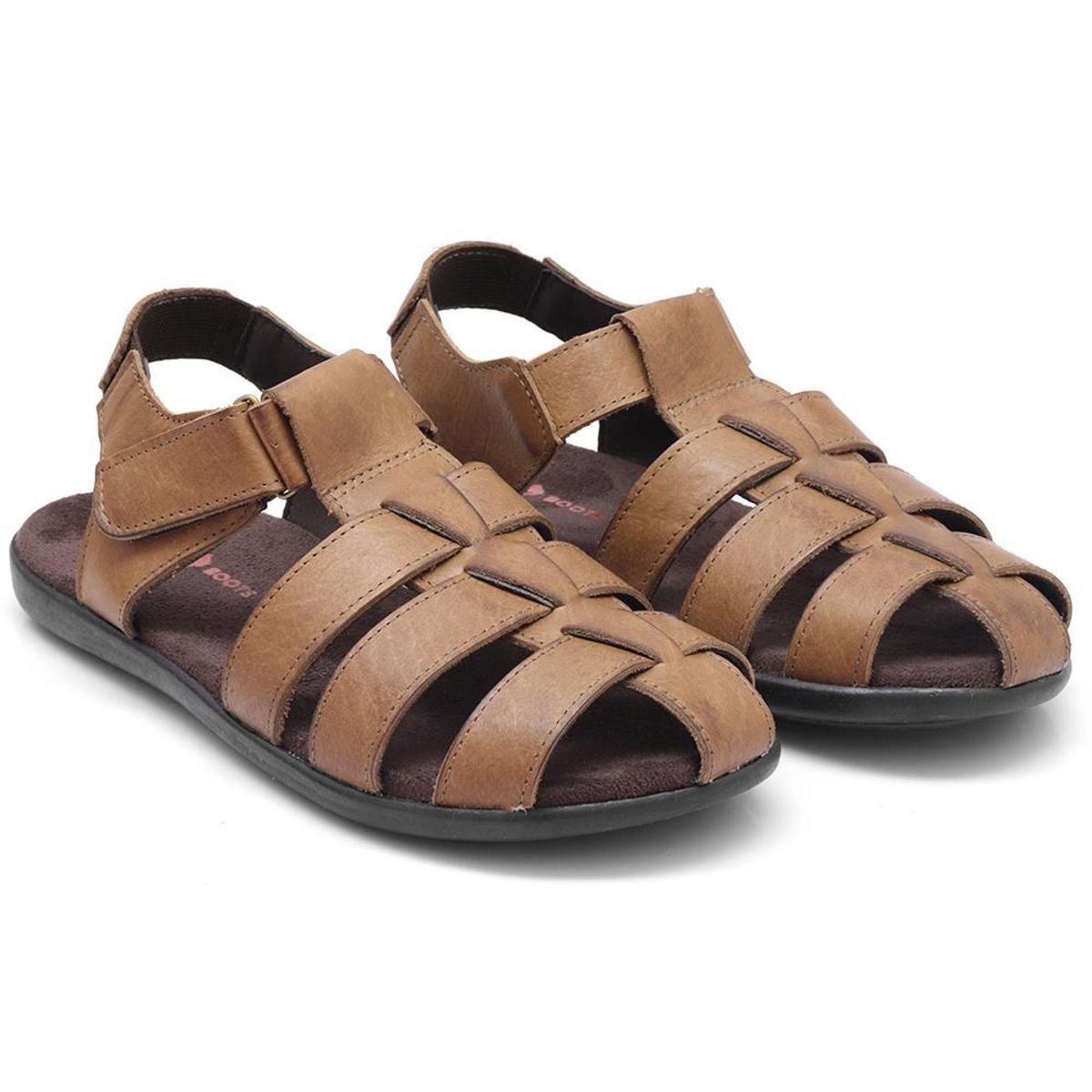 Sandália Masculina Percata Antistress 100% Couro Legítimo - Marrom Claro |  Netshoes