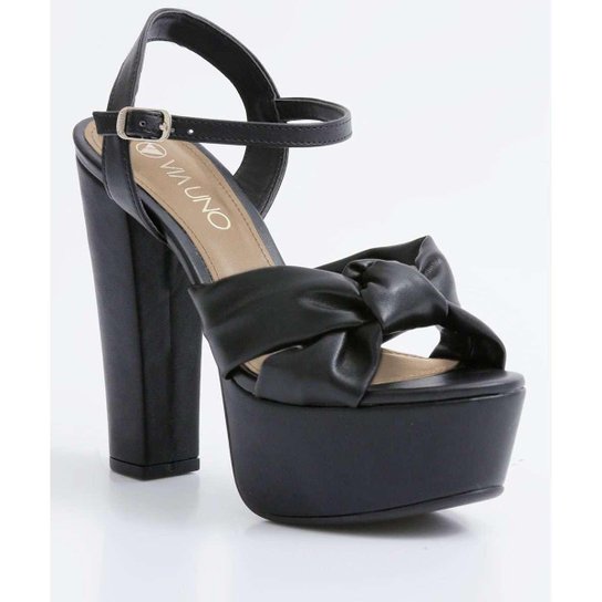 Sandália Meia Pata Feminina Nó Via Uno-07398 Preto Netshoes