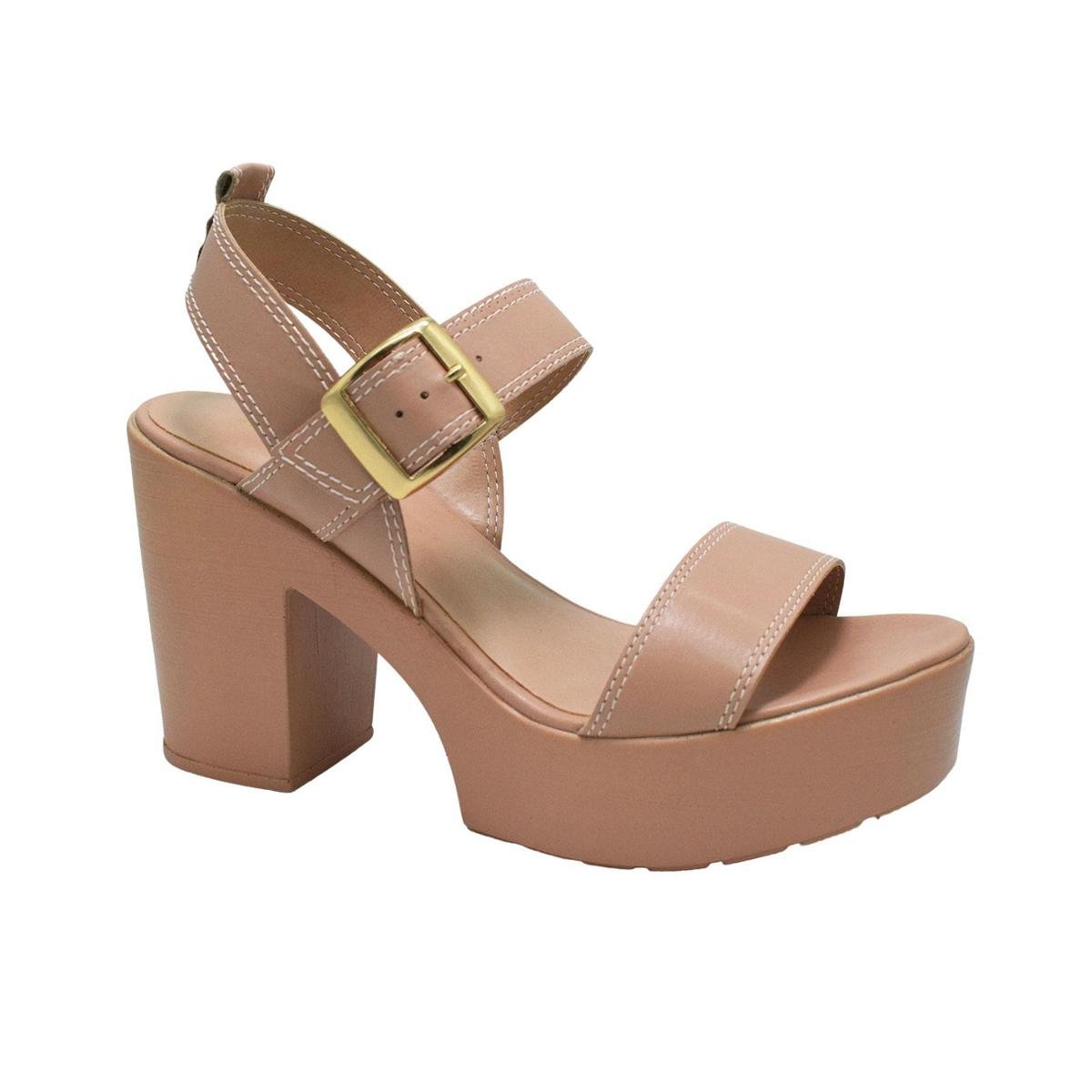 Sandalia Meia Pata Feminina Quiz Salto Alto Grosso 10 cm Tratorada