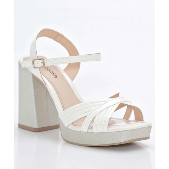 Sandália Meia Pata Feminina Salto Grosso Mississipi-01965 Branco - Main Image