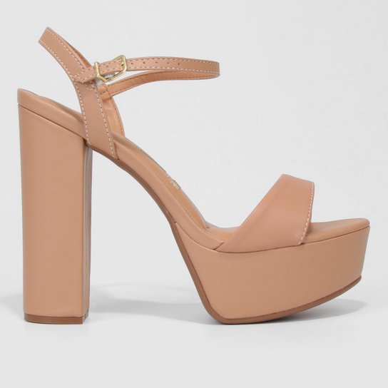 Sandália Meia Pata Vizzano Salto Bloco Alto Feminina - Bege Menor preço em Sandália Meia Pata Vizzano Salto Bloco Alto Feminina - Bege