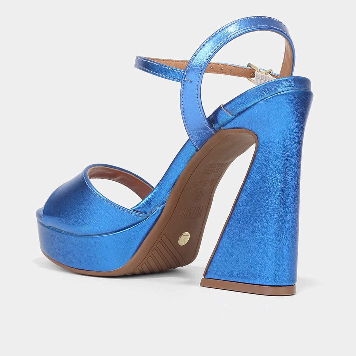 Meia Pata Salto Grosso Azul Sandália Salto Fino Sandalia Vizzano Meia Pata  Azul Sandalias