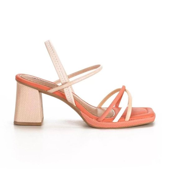 Sandália Mississipi Salto Bloco Feminina - Nude Menor preço em Sandália Mississipi Salto Bloco Feminina - Nude