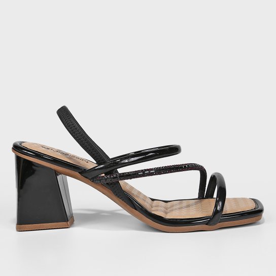 Sandália Mississipi Salto Bloco Médio Feminina - Preto Menor preço em Sandália Mississipi Salto Bloco Médio Feminina - Preto