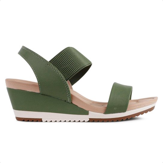 Sandália Modare Anabela Elástico Feminina - Verde Menor preço em Sandália Modare Anabela Elástico Feminina - Verde