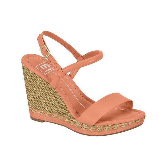 Sandalia Moleca Anabela Tira Meia Cana Branco 33 Coral Netshoes