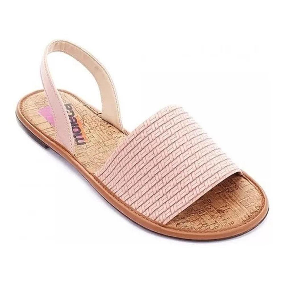 Sandália Moleca Avarca Fecho Elástico Conforto Feminina - Rosa | Netshoes