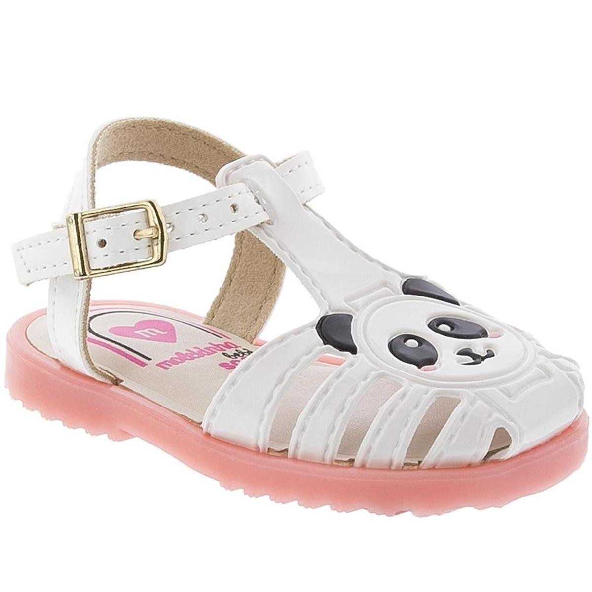 Sandália Molekinha Bebê Soft Pop Panda Verniz Feminina - Branco | Netshoes