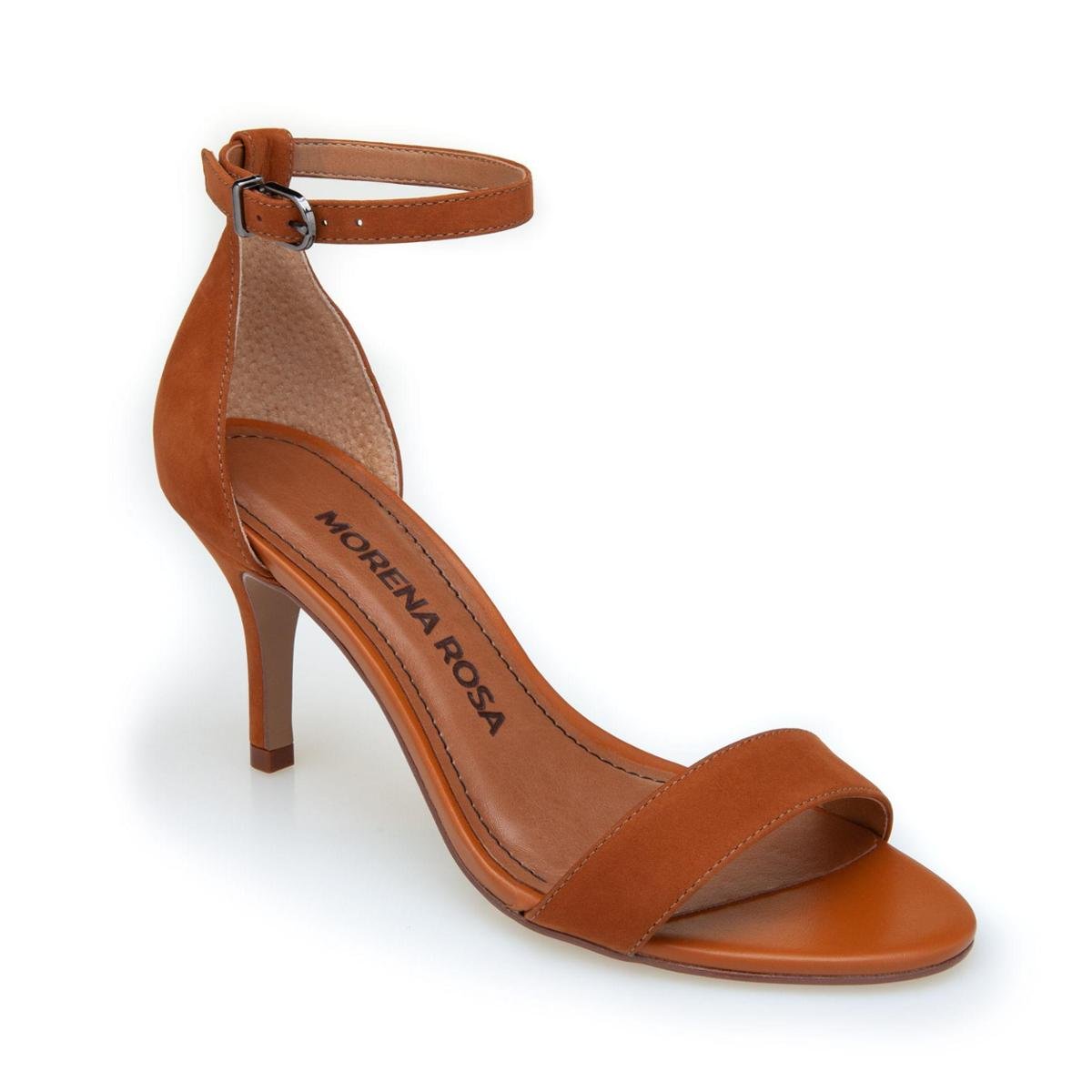 Sandália Morena Rosa Salto Médio Lisa Feminina Marrom Netshoes