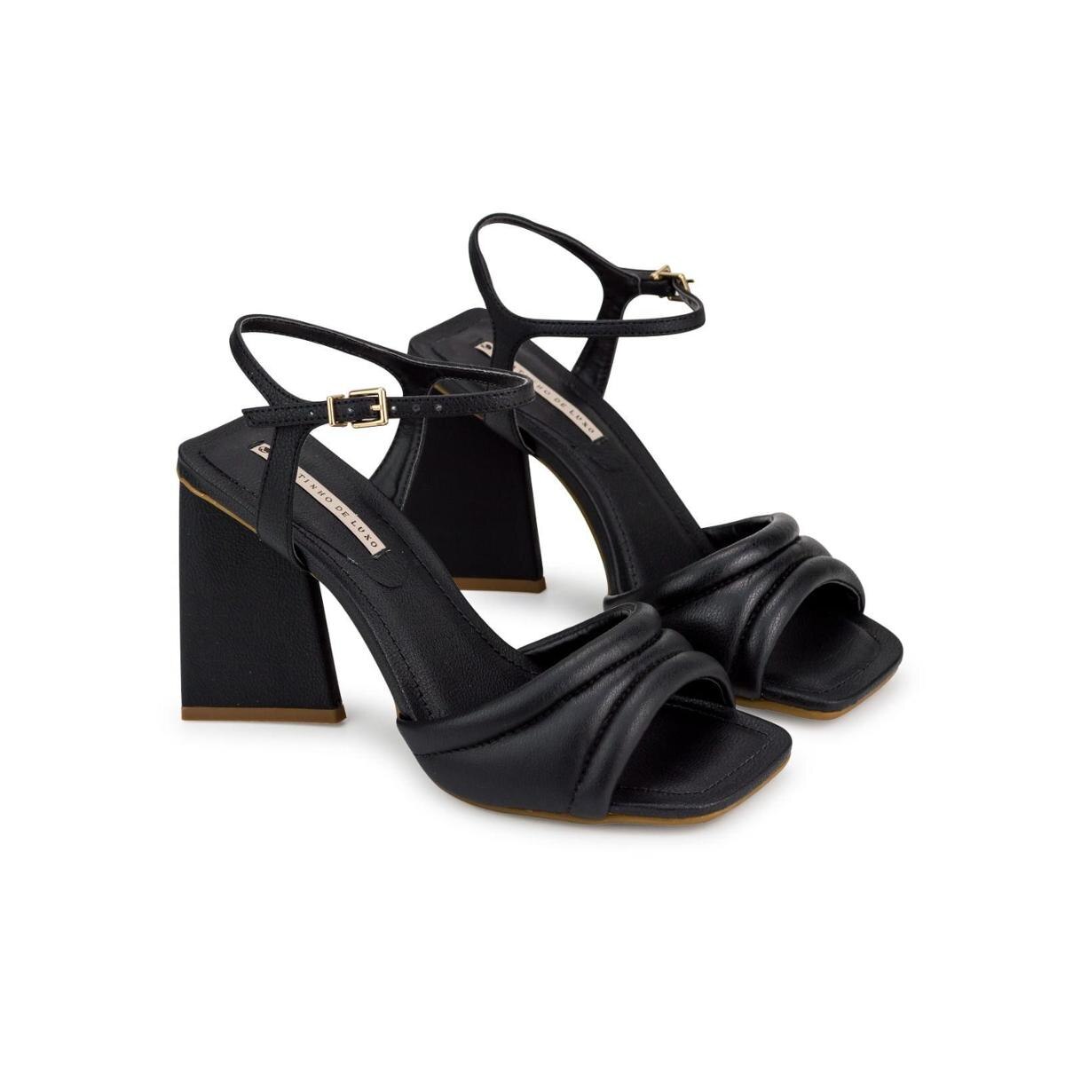 Sandália Napa Naturale Preto Salto Triangular SAPATINHO DE LUXO - Preto |  Netshoes