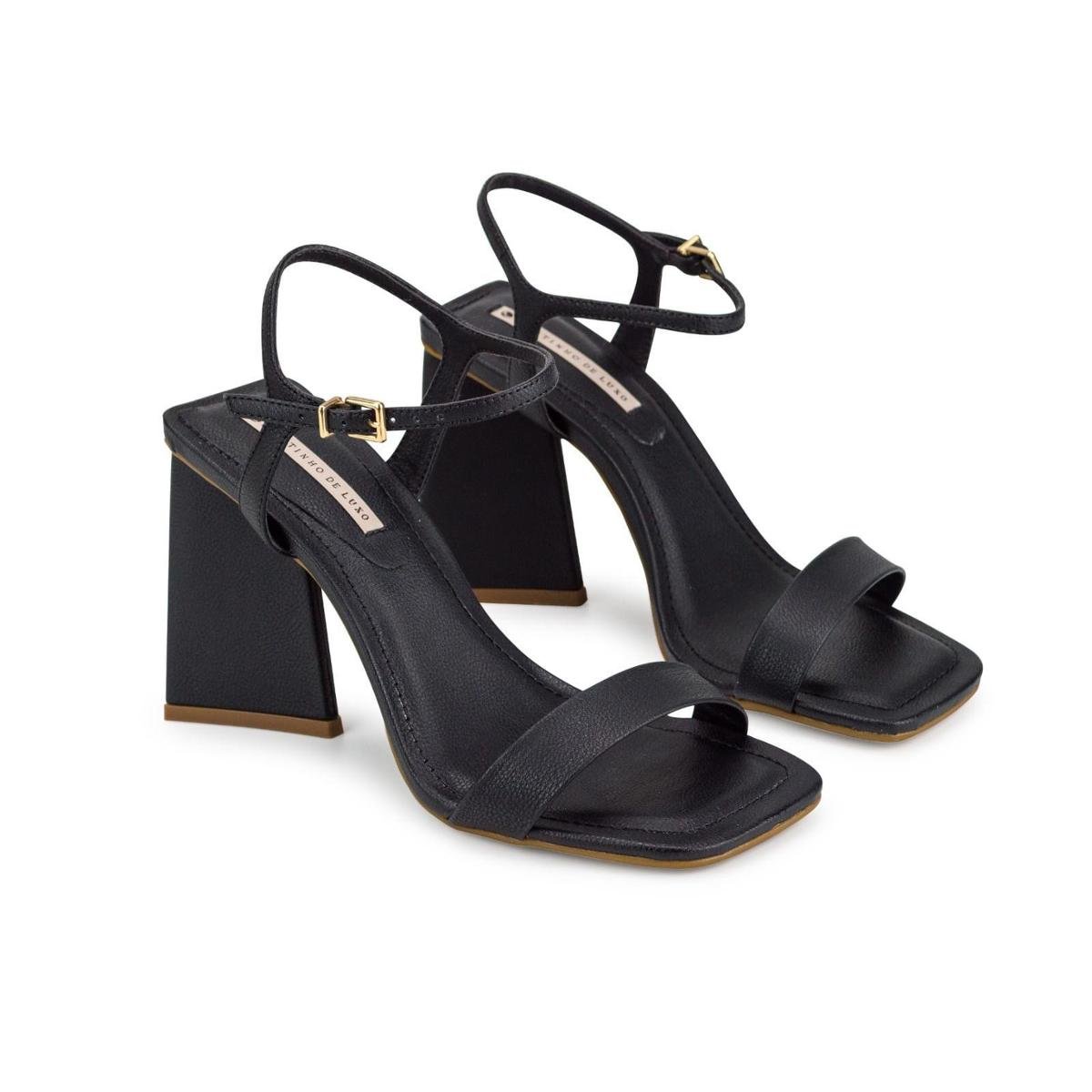 Salto Alto Sapatinho De Luxo Sandália New Napa Naturale Preto