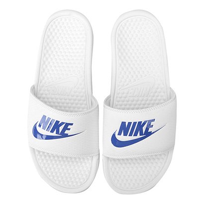 Sandália Nike Benassi JDI Masculina Branco+Azul Netshoes