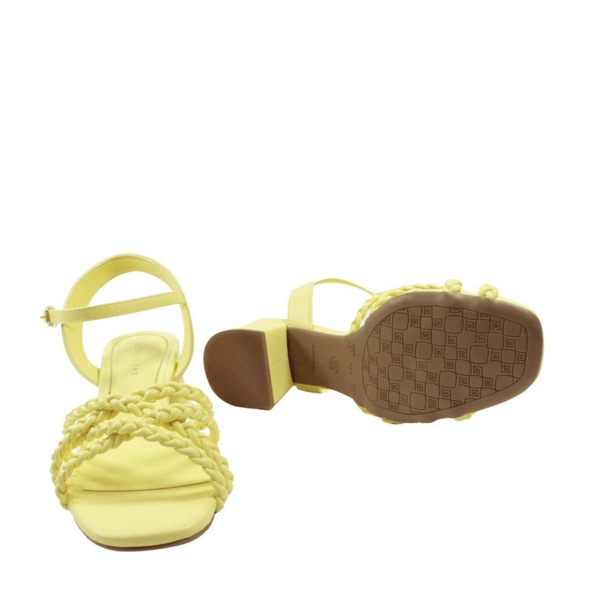 Sandália Offline 5526.22438 Salto Tira Trançada Feminina - Amarelo |  Netshoes