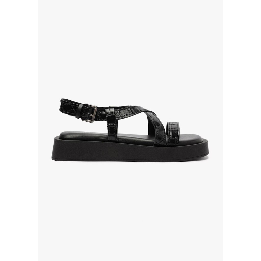 Sandália Papete Flatform Feminina Croco